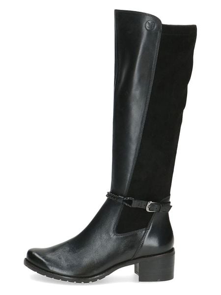 Caprice Skórzane kozaki w kolorze czarnym rozmiar: 40,5. Czarne kozaki damskie Caprice, ze skóry, bez obcasa. Za 347.99 zł.