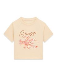 Guess T-Shirt J6GI08 K8HM4 Pomarańczowy jasny Regular Fit. Brązowe koszulki dziewczęce Guess, z aplikacjami, z bawełny, bez ramiączek. Za 114.99 zł.