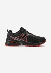 Czarno-Czerwone Buty Sportowe z Bieżnikiem i Ozdobnymi Przeszyciami Meula. Czarne buty sportowe na co dzień męskie Born2be, bez zapięcia. Za 99.99 zł.