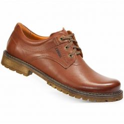 Kampol Buty męskie skórzane trapery 32KAM brązowe. Brązowe buty zimowe męskie bez zapięcia. Za 392.97 zł.