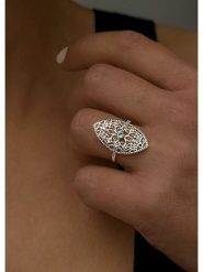 OR Carats Złoty pierścionek z diamentem i kamieniem szlachetnym rozmiar: 60. Zielone pierścionki damskie OR Carats, z diamentem, złote. Za 2,087.99 zł.