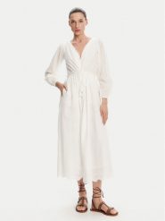 Pepe Jeans Sukienka letnia Deepty PL953693 Biały Regular Fit. Białe sukienki damskie Pepe Jeans, na lato, l, bez wzorów, z bawełny, bez kołnierzyka, bez ramiączek. Za 469.99 zł.