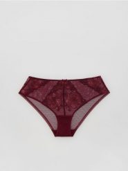 Majtki figi z haftem - mahoniowy. Brązowe figi damskie Reserved, l, bez wzorów. Za 49.99 zł.