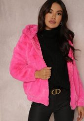 Fuksjowa Kurtka Futerko Teddy Oversize Fofana. Czerwone kurtki damskie Renee, l, bez wzorów, z futra. Za 129.99 zł.