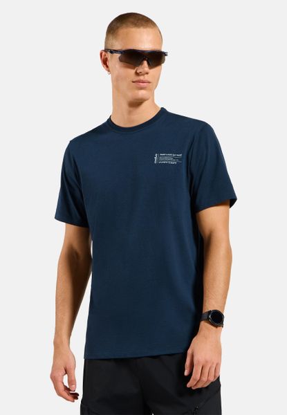 Koszulka z krótkim rękawem męska ODLO T-shirt crew neck s/s COTTON BLEND. Niebieskie t-shirty męskie Odlo, m, bez wzorów, z bawełny, bez kołnierzyka. Za 209.99 zł.