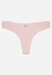 Jasnoróżowe Prążkowane Majtki Stringi z Bawełny Ilweda. Czerwone stringi damskie Renee, l, bez wzorów, z bawełny. Za 4.99 zł.
