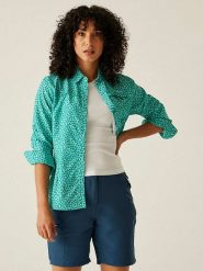 Regatta Koszula funkcyjna "Packaway" w kolorze zielonym rozmiar: 40. Zielone koszule damskie Regatta, bez wzorów, z materiału, sportowe, bez kołnierzyka, bez ramiączek. Za 118.84 zł.