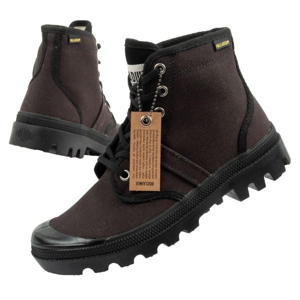 Buty za kostkę sportowe damskie Palladium Pallabrousse. Czarne buty sportowe na co dzień damskie Palladium, bez wzorów, z jeansu, trekkingowe. Za 249.00 zł.