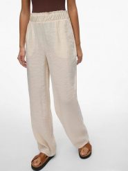 Vero Moda Spodnie "Queeny" w kolorze kremowym rozmiar: S. Brązowe spodnie materiałowe damskie Vero Moda, bez wzorów, z materiału, z podwyższonym stanem. Za 138.45 zł.