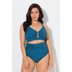Damskie Bikini brokat miękkie miseczki ozdobna klamra regulowane ramiączka. Niebieskie bikini damskie Ulla Popken, bez wzorów, plus size. W wyprzedaży za 191.99 zł.