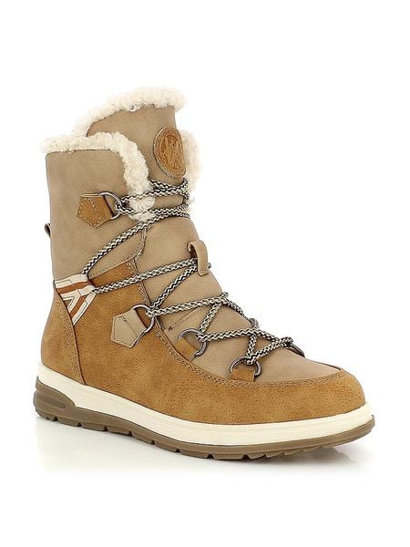 Kimberfeel Kozaki zimowe "Abigail" w kolorze jasnobrązowym rozmiar: 38. Brązowe botki damskie Kimberfeel, z materiału, bez obcasa. Za 347.99 zł.