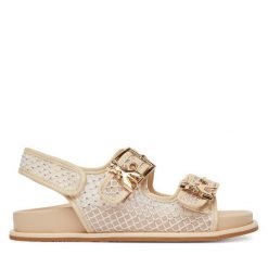 Sandały Patrizia Pepe. Brązowe sandały damskie Patrizia Pepe, bez wzorów, bez obcasa, na płaskiej podeszwie. Za 449.99 zł.