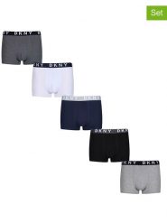 DKNY Bokserki (5 par) w kolorze czarno-szaro-białym rozmiar: L. Białe bokserki męskie DKNY, bez wzorów. Za 85.95 zł.