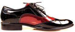 Czarno-bordowe buty wizytowe T99 - Austerity, caponki. Czarne buty wizytowe męskie Modini Moda Męska, z materiału, bez zapięcia. W wyprzedaży za 333.00 zł.