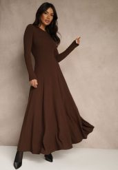 Brązowa Rozkloszowana Sukienka z Bawełny Tusmala. Brązowe sukienki damskie Renee, na co dzień, l, bez wzorów, z bawełny, eleganckie, bez kołnierzyka, bez ramiączek, maxi, proste. Za 169.99 zł.