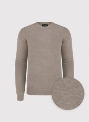 PAKO LORENTE - Jasnobrązowy sweter męski v-neck. Swetry męskie Pako Lorente, na jesień, m, bez wzorów, z nylonu, bez kołnierzyka. Za 99.99 zł.