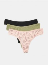 Bawełniane majtki stringi 3 pack - wielobarwny. Stringi damskie Sinsay, l, bez wzorów, z bawełny. Za 11.99 zł.