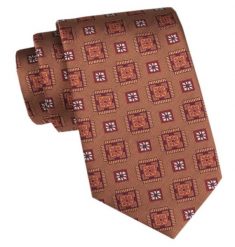 Męski Krawat - Angelo di Monti - Miodowy, Wzór Geometryczny. Pomarańczowe krawaty i muchy męskie Angelo di Monti, bez wzorów, z tkaniny, eleganckie. Za 45.00 zł.