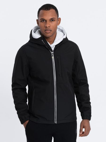 Męska kurtka SOFTSHELL z polarowym środkiem - czarny V2. Czarne kurtki męskie Ombre Clothing, l, bez wzorów, z elastanu, bez kaptura. W wyprzedaży za 79.99 zł.