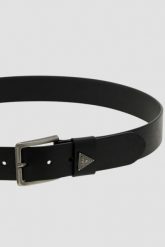 GUESS Czarny męski skórzany pasek, Rozmiar S. Czarne paski męskie Guess, z aplikacjami, ze skóry, eleganckie. Za 349.99 zł.