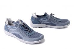 RIEKER REMONTE R3518-15 blue combination, półbuty damskie. Niebieskie półbuty damskie Rieker Remonte, bez wzorów, bez obcasa. Za 369.90 zł.