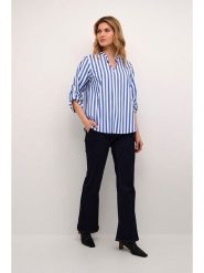 CULTURE Bluzka w kolorze niebiesko-białym rozmiar: XL. Niebieskie bluzki damskie Culture, xl, bez wzorów, bez kołnierzyka, bez ramiączek. Za 114.44 zł.
