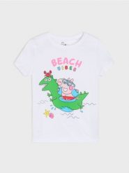 Koszulka Peppa Pig - biały. Białe koszulki dziewczęce Sinsay, l, bez wzorów, bez ramiączek. Za 12.99 zł.