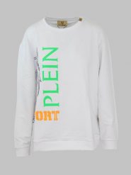 Plein Sport Bluza w kolorze białym rozmiar: XS. Białe bluzy bez kaptura damskie Plein Sport, xs, bez wzorów, z bawełny, bez ramiączek, bez kaptura. Za 176.50 zł.