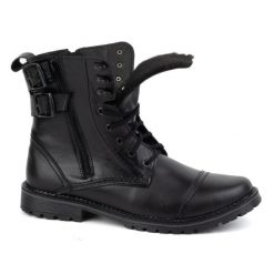 Olivier Buty męskie botki militarne motocyklowe skórzane 83KZ czarne. Czarne buty zimowe męskie na zimę, bez zapięcia. Za 453.66 zł.