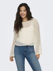 ONLY Sweter w kolorze kremowym rozmiar: M. Brązowe swetry klasyczne damskie Only, m, bez kołnierzyka. Za 37.21 zł.