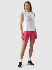 4F Legginsy krótkie z wysokim stanem damskie - różowe S. Czerwone legginsy damskie 4f, s, bez wzorów, z dzianiny. W wyprzedaży za 59.99 zł.
