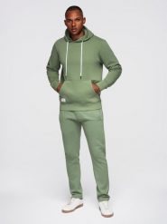 Komplet dresowy męski set bluza z kapturem + spodnie regular fit - jasnozielony V3 - Rozmiar: XL. Zielone bluzy sportowe męskie Ombre Clothing, z bawełny. Za 339.99 zł.