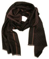 Ciemny Brązowy Elegancki Szalik V.Fraas, Przejściowy, Cienki, w Kropki, Groszki. Brązowe szaliki męskie V. Fraas, bez wzorów. Za 49.00 zł.