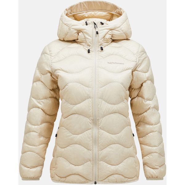 Kurtka Peak Performance puchowa damska Helium Down Hood Jacket beżowa - M. Brązowe kurtki damskie Peak Performance, na lato, l, bez wzorów, z elastanu, bez kaptura. Za 1,203.70 zł.