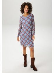 Aniston Sukienka w kolorze błękitno-bordowym rozmiar: 46. Niebieskie sukienki damskie Aniston, bez wzorów, bez kołnierzyka, bez ramiączek, midi. Za 105.88 zł.