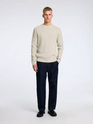 SELECTED HOMME Sweter "Theo" w kolorze beżowym rozmiar: S. Brązowe swetry męskie Selected Homme, s, bez wzorów, z bawełny, bez kołnierzyka. Za 92.21 zł.