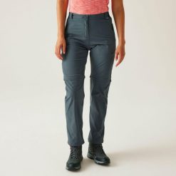 Damskie spodnie podróżne lekkie zip off packaway. Szare spodnie dresowe damskie Regatta, l, bez wzorów, z tkaniny. Za 249.99 zł.