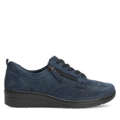 Półbuty Go Soft. Niebieskie półbuty damskie GO SOFT, bez wzorów, bez obcasa, na płaskiej podeszwie. Za 159.99 zł.