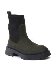 Jenny Fairy Sztyblety H13096-20 Khaki. Brązowe botki damskie Jenny Fairy, bez obcasa, na płaskiej podeszwie, bez zapięcia. Za 99.99 zł.