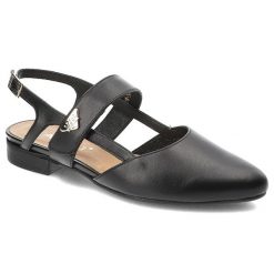 Czarne Sandały Karino Eleganckie Obuwie Damskie. Czarne sandały damskie Karino, z aplikacjami, ze skóry, bez obcasa, na obcasie. Za 349.00 zł.