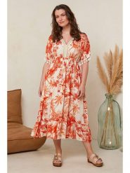 Curvy Lady Sukienka w kolorze pomarańczowo-kremowym rozmiar: 44/46. Brązowe sukienki damskie Curvy Lady, bez wzorów, z wiskozy, klasyczne, bez kołnierzyka, bez ramiączek, maxi. Za 144.58 zł.