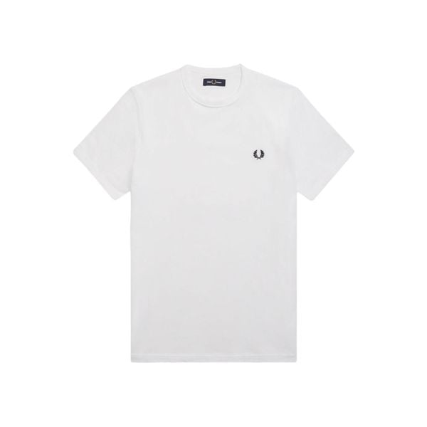 T-shirt Fred Perry Biały z Okrągłym Kołnierzem. Białe t-shirty męskie Fred Perry, bez wzorów, z bawełny, bez kołnierzyka. Za 210.80 zł.