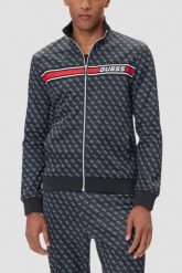 GUESS Czarna rozpinana męska bluza w monogram Korbin, Rozmiar XXL. Czarne bluzy bez kaptura męskie Guess, m. W wyprzedaży za 309.99 zł.
