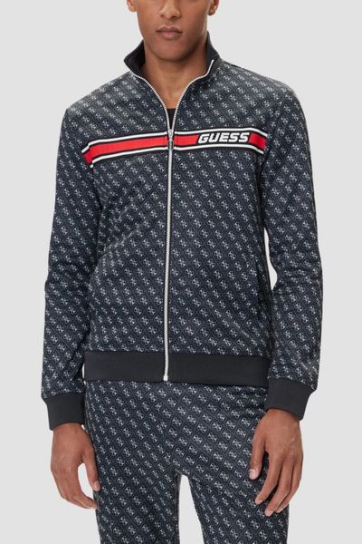 GUESS Czarna rozpinana męska bluza w monogram Korbin, Rozmiar XXL. Czarne bluzy bez kaptura męskie Guess, m. W wyprzedaży za 309.99 zł.