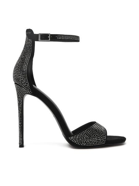 Eva Minge Sandały EO-MARA-LT2360LX-157 Czarny. Czarne sandały damskie Eva Minge, bez wzorów, ze skóry, bez obcasa, na szpilce. Za 479.99 zł.