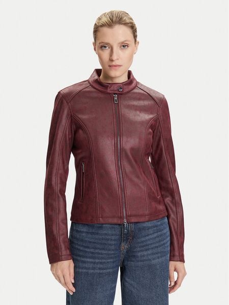 Desigual Kurtka z imitacji skóry Basic 25WWEW43 Bordowy Regular Fit. Czerwone kurtki damskie Desigual, s, bez wzorów, ze skóry, bez kaptura. Za 339.99 zł.