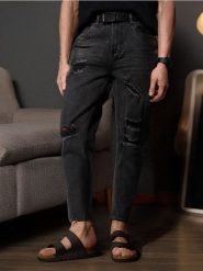 Jeansy carrot fit - czarny. Czarne jeansy męskie Sinsay. W wyprzedaży za 29.99 zł.
