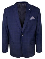 Elegancka Marynarka Męska - Casino - Delikatnie Taliowana - Granatowa w Kratę. Niebieskie marynarki męskie Casino, bez wzorów, z poliesteru. Za 389.00 zł.