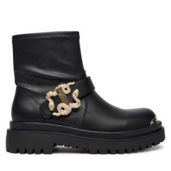 Botki Just Cavalli. Czarne botki damskie Just Cavalli, bez obcasa, na płaskiej podeszwie, bez zapięcia. Za 789.99 zł.