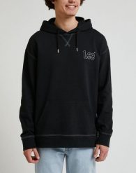 LEE LOOSE SEASONAL HOODIE MĘSKA BLUZA Z KAPTUREM KANGURKA WASHED BLACK LL26FTON 112331482. Czarne bluzy z kapturem męskie Lee, m. Za 179.99 zł.